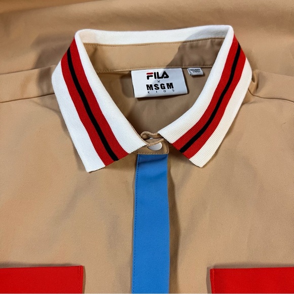 Fila MSGM Collaboration Polo dress Khaki Tan Patch Pockets Size 10 (165) Massimo - Picture 11 of 14